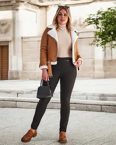 Warmed Damen Treggings Hose in schwarz PLUS SIZE- Kleidung