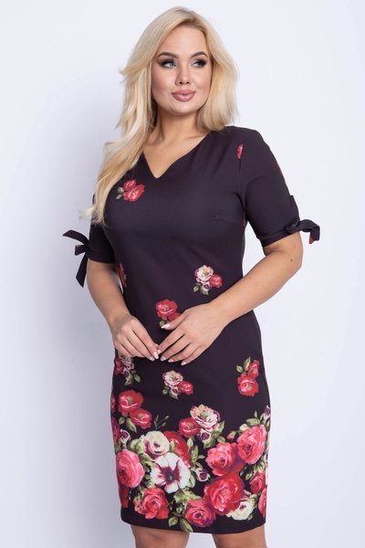 Schwarzes Kleid mit Blumen PLUS GRÖSSE - Kleider 1