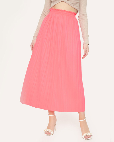 Midi-Faltenrock für Damen in Neonpink - Kleidung