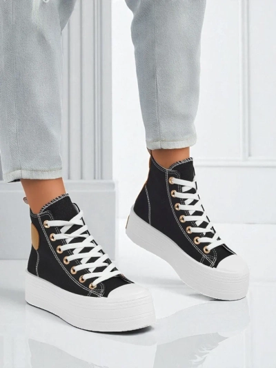 Damen Callisto Nero Plateau-Sneakers, Stoff, Schwarz, Sommer/Herbst