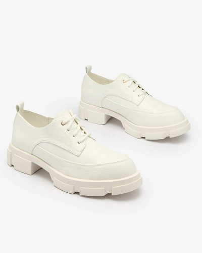 Royalfashion Weiß Damen feste Sohle Trendy Chunky Halbschuhe