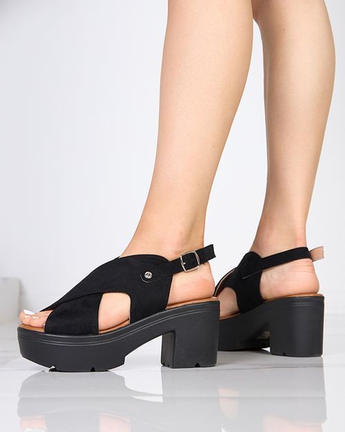 Чорні босоніжки на підборах Mihele