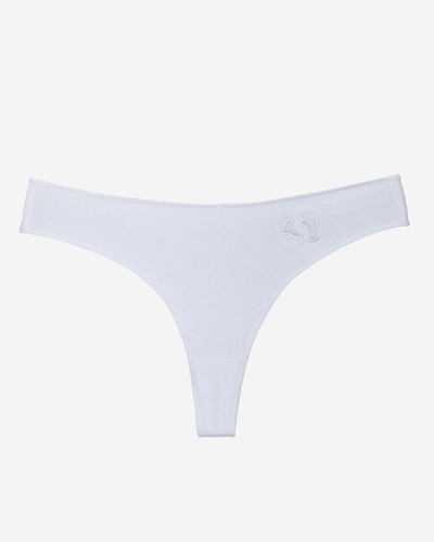 Weißer Damen-Tanga aus Baumwolle mit Stickerei - Unterwäsche