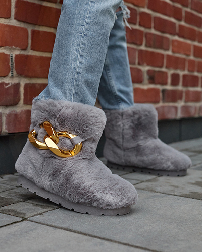 Graue Damen-Schneestiefel mit Fell Sattopa- Footwear