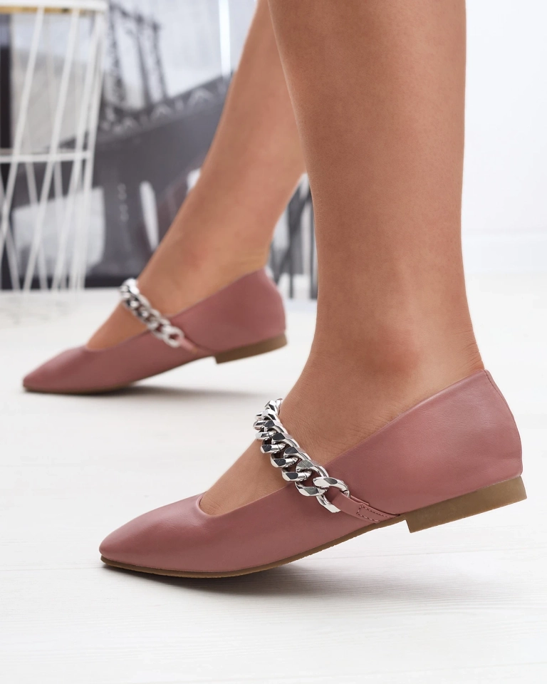 Dunkelrosa Damen Ballerinas mit Kette Serima - Schuhe