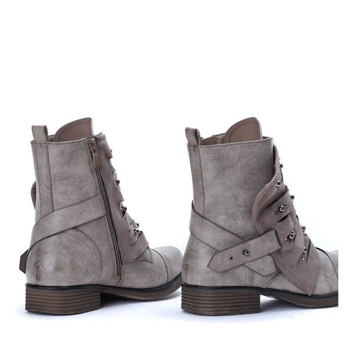 Workery z dżetami w kolorze khaki Olesja - Obuwie