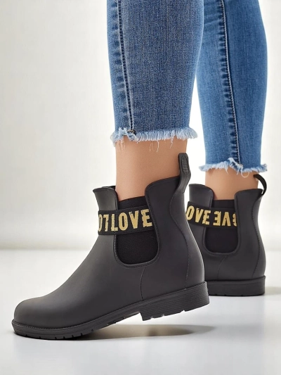 Royalfashion Damen matte Gummistiefel mit der Aufschrift Love Love