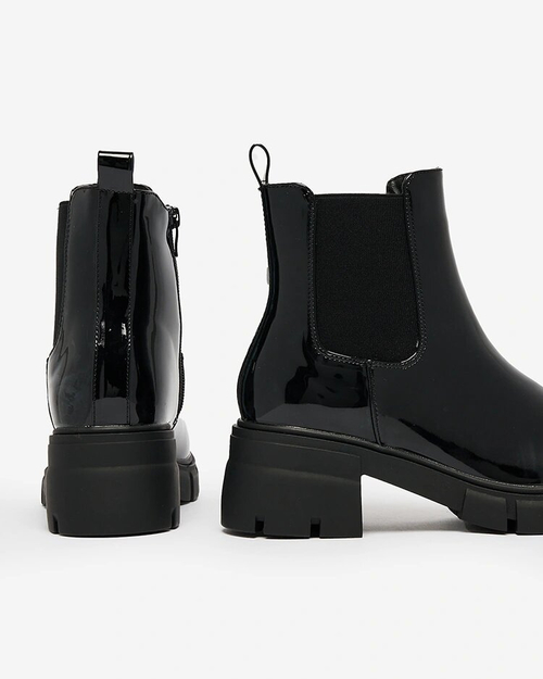 Royalfashion Чорні лаковані жіночі утеплені черевики Angel Steps