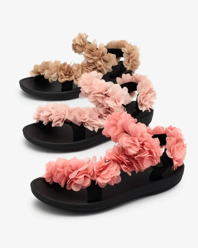 Royalfashion Rosa Damensandalen mit Blumen Alferroy