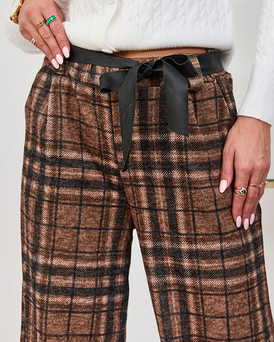 Royalfashion Camel Weite karierte Damenhose