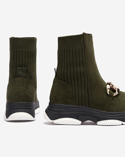 Grüner isolierter Damenstiefel aus Öko-Wildleder Cuzitta- Footwear