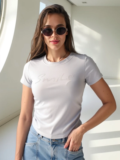 Royalfashion Damen Baumwollbluse mit der Aufschrift