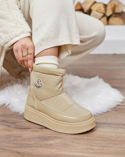 Royalfashion Damen Schlupf-Schneestiefel in hellbrauner Farbe Ademra