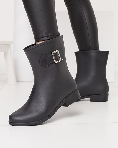Matte Damen-Regenstiefel mit schwarzer Schnalle Falloci- Footwear