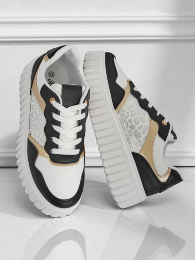 Damen-Sneakers Royalfashion Callista Plateau schwarz Öko-Leder Größe 40