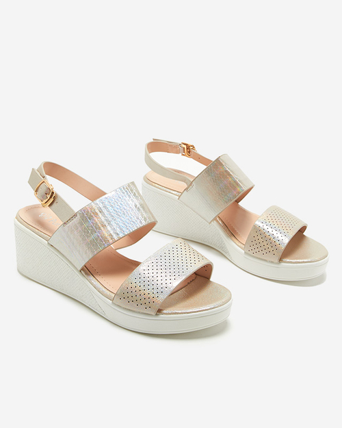 Коричнево-золоті жіночі босоніжки на танкетці Velmisa - Взуття