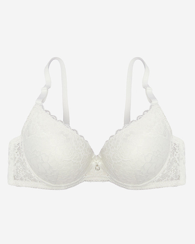Cremefarbener Push-up-BH für Damen mit Spitzenbesatz - Dessous