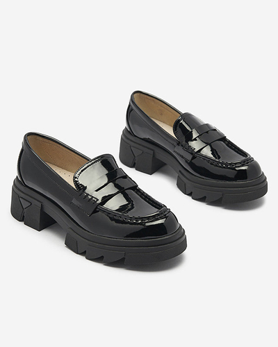 Schwarz lackierte Mokassins für Damen Tygriss- Footwear