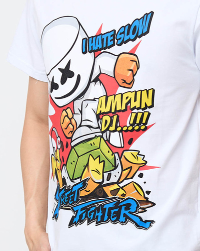 Weißes bedrucktes Herren-T-Shirt - Kleidung