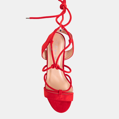 Rote Damensandalen mit Awrora-Bindung - Schuhe