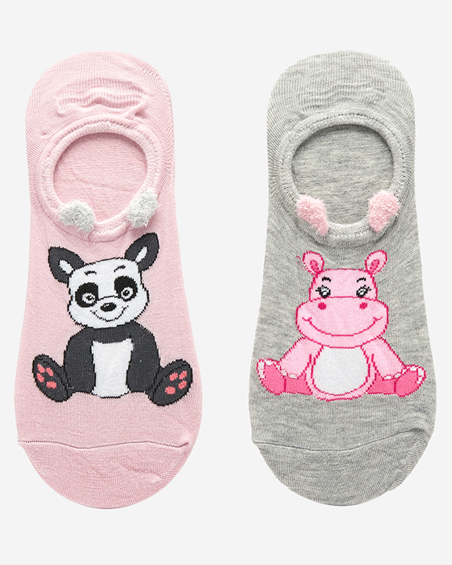 Graue und rosafarbene Damensocken mit Animal-Print 2 / Packung - Unterwäsche