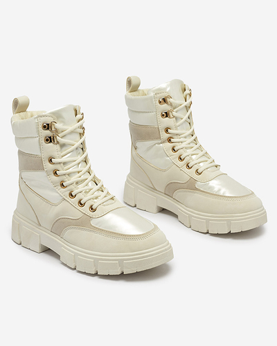 Кремові жіночі утеплені черевики-трапери Kasemi-Footwear