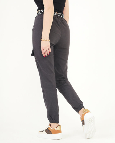 Dunkelgraue Damen-Cargohose mit Taschen - Kleidung