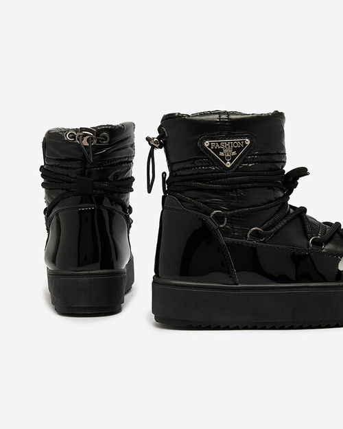 Royalfashion Дитячі черевики-сліпони а-ля снігоступи чорні Asifa