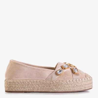 OUTLET Beige Espadrilles für Damen mit Erilla-Kristallen - Schuhe