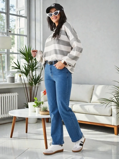 Royalfashion Baumwollgerade Frauenjeans