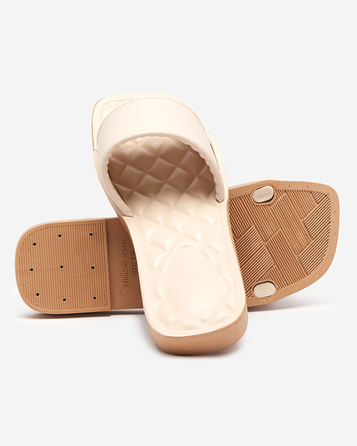 Бежеві жіночі шльопанці зі стьобаною устілкою Parekis