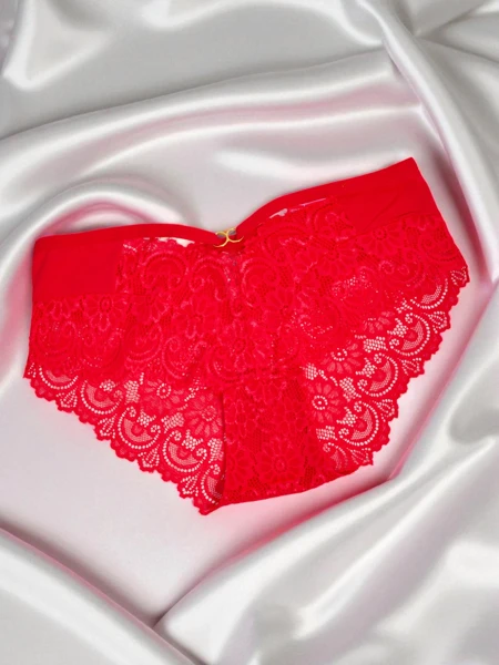 Damen Slips mit Spitze und Bändchen