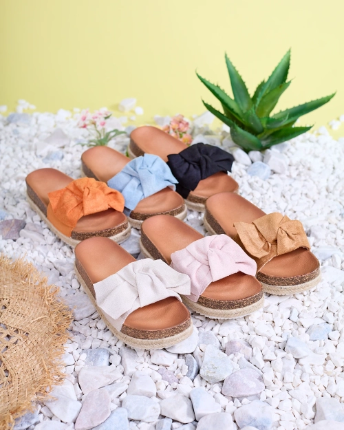 OUTLET Royalfashion Сині жіночі шльопанці з екозамші Umumi