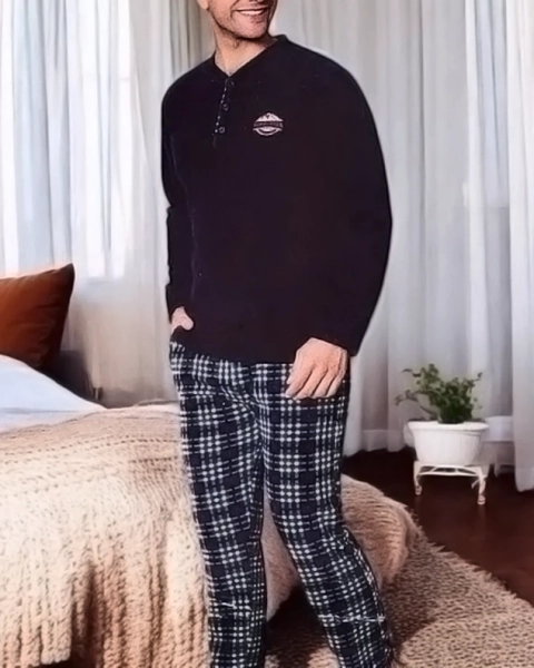 Royalfashion Чоловічі піжами в клітинку у стилі полар