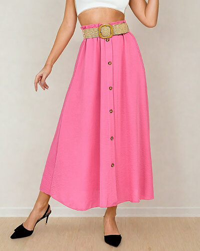 Royalfashion Damen Midirock mit Gürtel