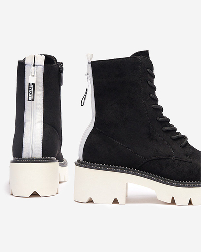 Schwarze Damenstiefel auf niedrigem Pfosten Savet - Footwear
