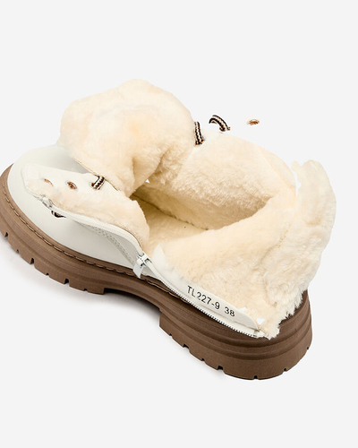 Royalfashion Weiße isolierte Damen Trapper-Stiefel Radoras