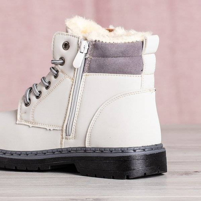 OUTLET Hellgraue Ressalie-Stiefel mit Fell - Schuhe