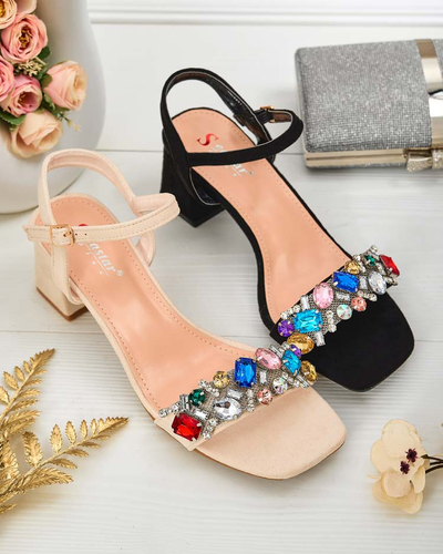 Royalfashion Damen Sandalen auf einem Pfosten mit Kristallen Osdar