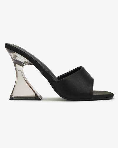 Чорні жіночі шльопанці на прозорому каблуці Ageria - Взуття
