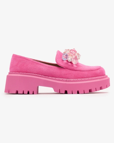 OUTLET Fuchsia Damen Mokassins mit bunten Perlen Hetika - Footwear