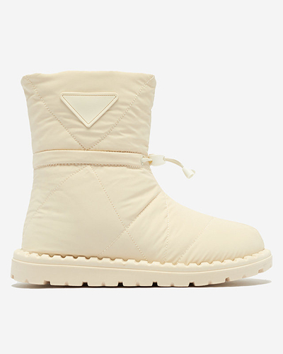 Cremefarbene, gesteppte Damen-Schneestiefel mit flacher Sohle Ferri - Footwear