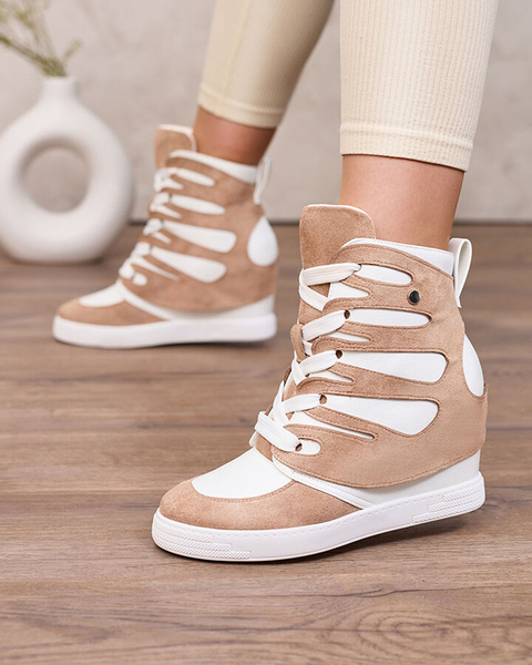 Royalfashion Hellbraune sportliche Damenstiefel auf Absätzen