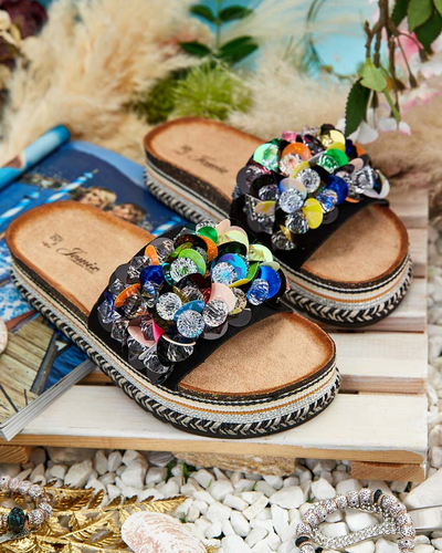 Royalfashion Damen Loassa Strass-Flip-Flops