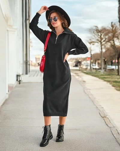 Royalfashion Damen langes Pulloverkleid