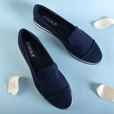 OUTLET Marineblaue Slipper für Damen mit niedrigem Keilabsatz Dardariel - Schuhe