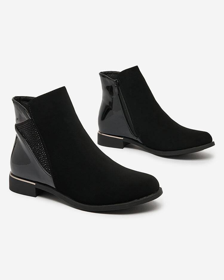 Royalfashion Schwarzer Damenstiefel mit Zirkonia Overlissa