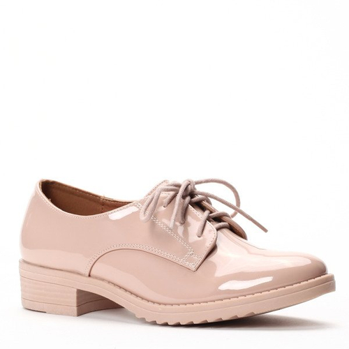 Różowe, wiązane oksfordki - Obuwie