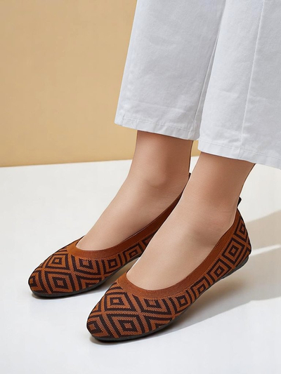 Royalfashion Damen-Ballerinas aus Stoff mit geometrischem Print Metric