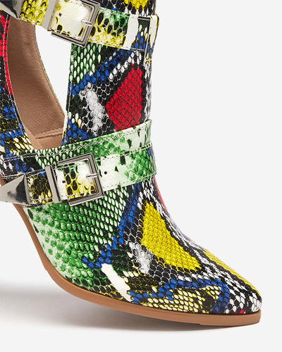 Синьо-жовті чоботи на полотні з тисненням Alolica - Взуття